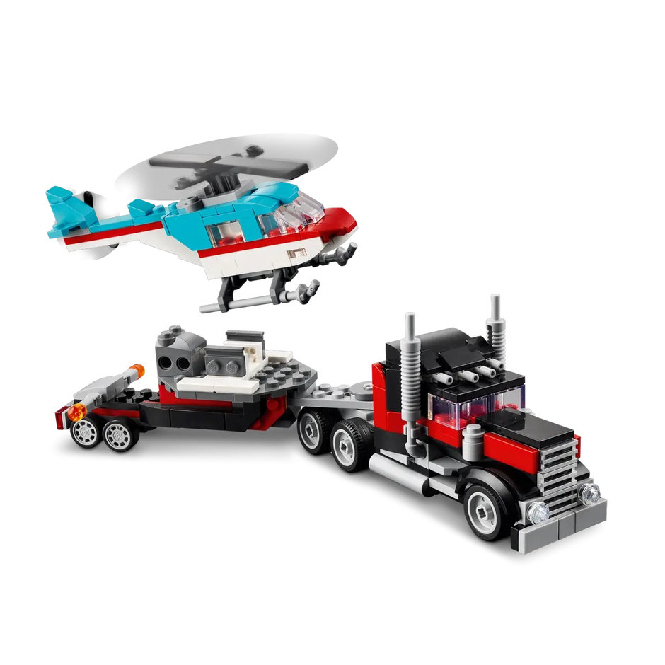 LEGO 31146 Creator Camião de Plataforma com Helicóptero