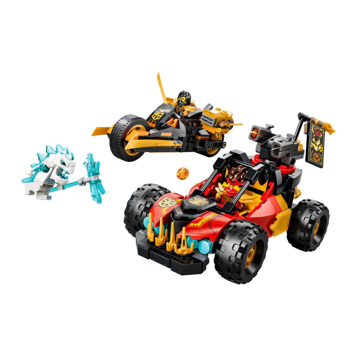 LEGO 71864 Veículos Combinadores do Kai e do Cole, produto montado, Estado d'Alma
