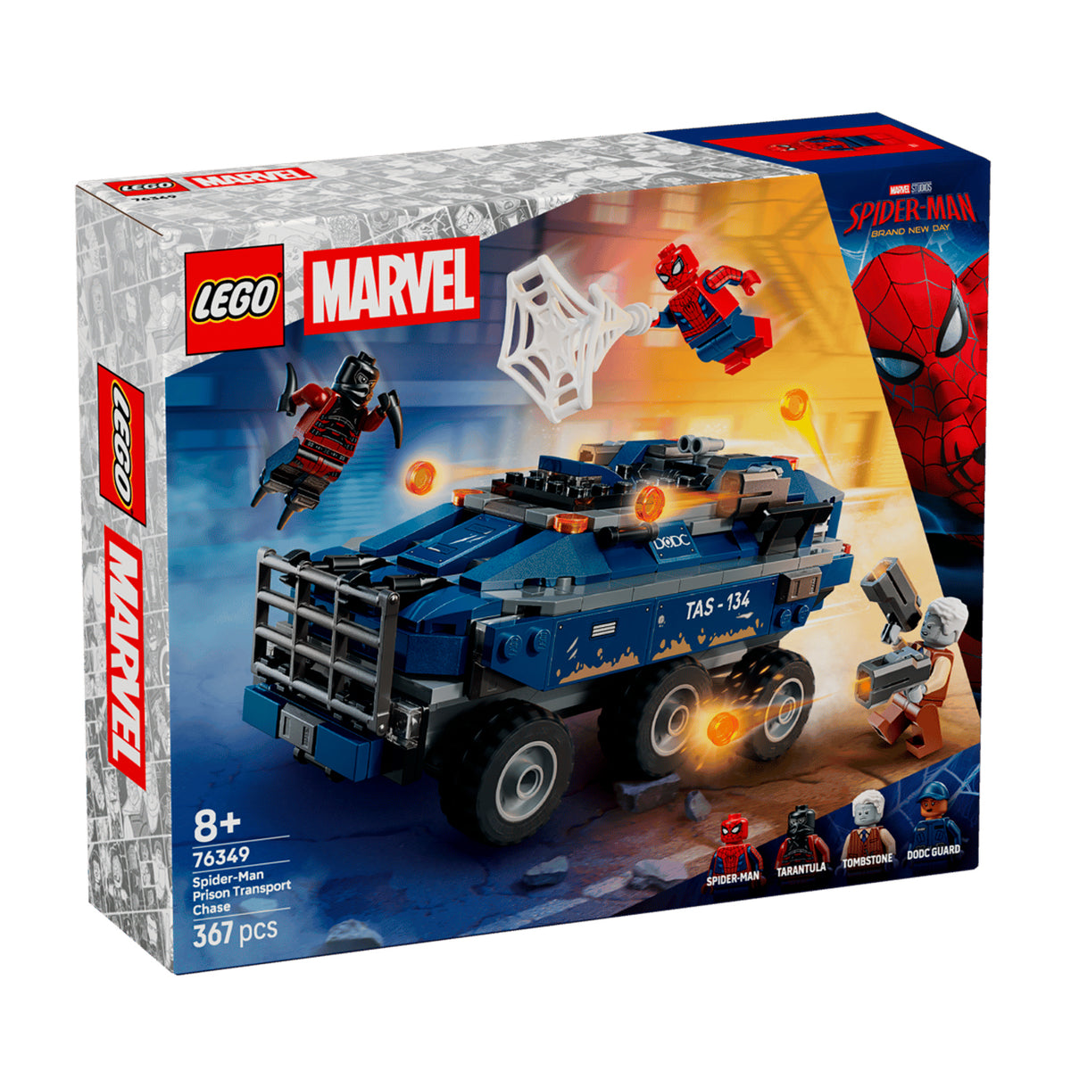 LEGO 76349 Perseguição do Transporte de Prisioneiros do Spider-Man, frente da caixa, Estado d'Alma
